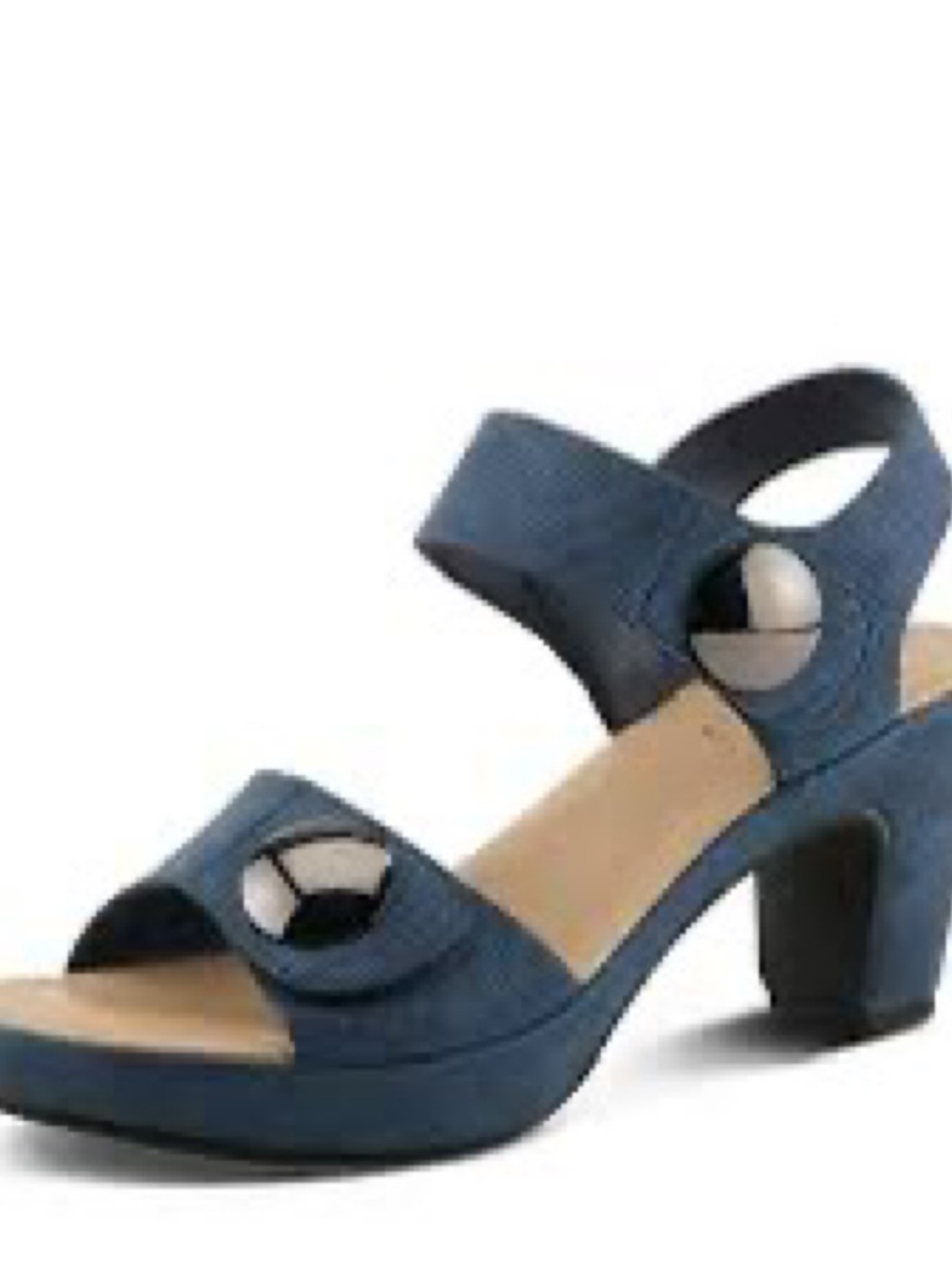 Patrizia Dade-Woven Sandals in navy. 
Denim Look, Size 7